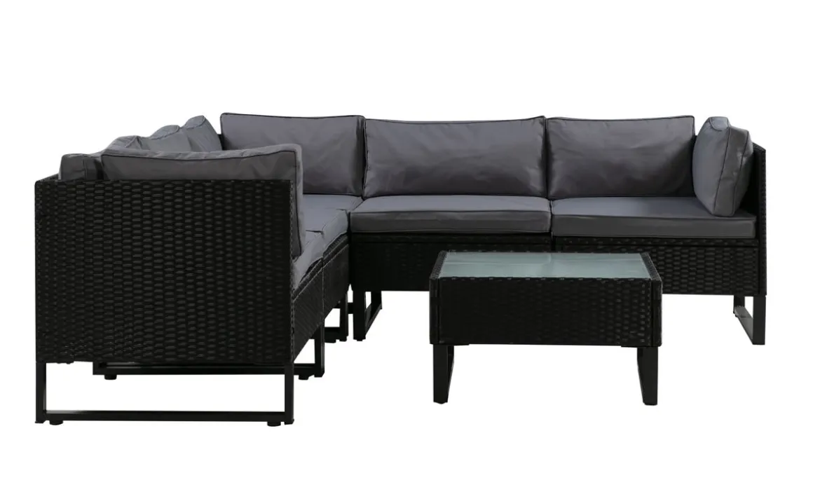 Rattanlounge CAPITOLA schwarz/anthrazit