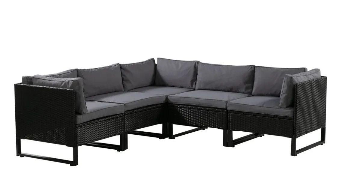 Rattanlounge CAPITOLA schwarz/anthrazit