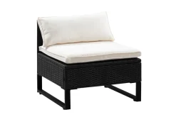 Rattanlounge CAPITOLA schwarz/weiss