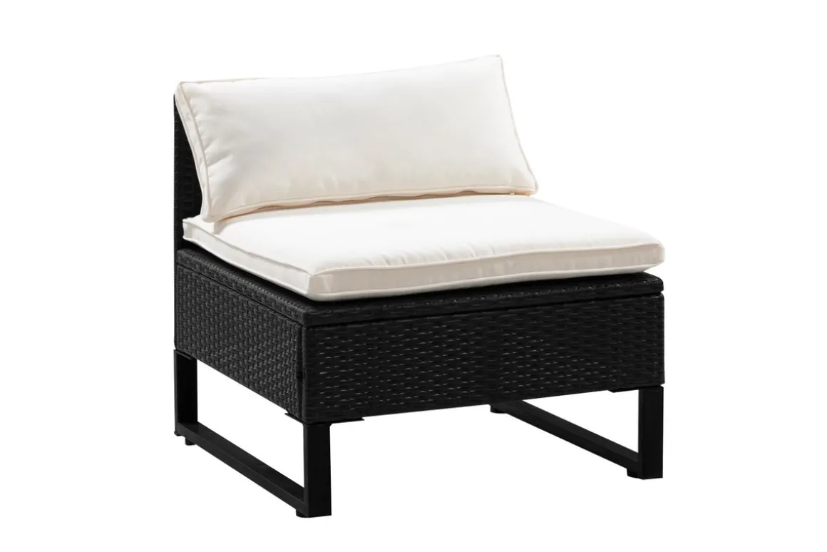 Rattanlounge CAPITOLA schwarz/weiss