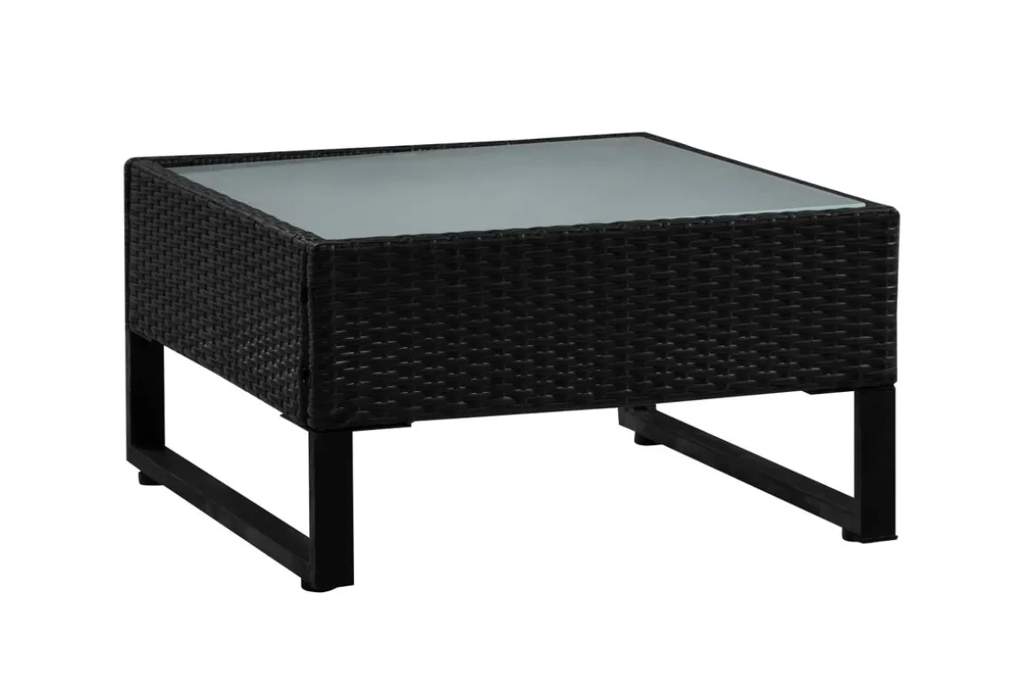 Rattanlounge CAPITOLA schwarz/weiss