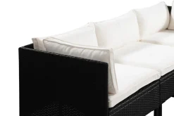 Rattanlounge CAPITOLA schwarz/weiss