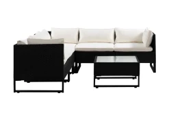 Rattanlounge CAPITOLA schwarz/weiss
