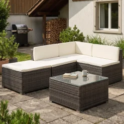 Rattanlounge CAPRI grau/beige