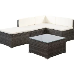 Rattanlounge CAPRI grau/beige
