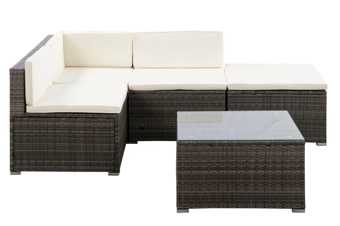 Rattanlounge CAPRI grau/beige