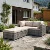 Rattanlounge CHARLIE grau/weiss