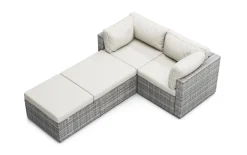 Rattanlounge CHARLIE grau/weiss