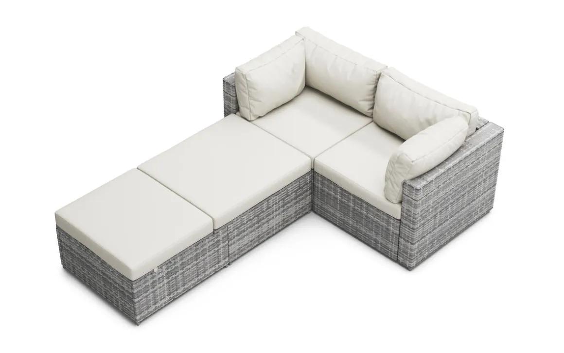 Rattanlounge CHARLIE grau/weiss