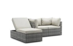Rattanlounge CHARLIE grau/weiss