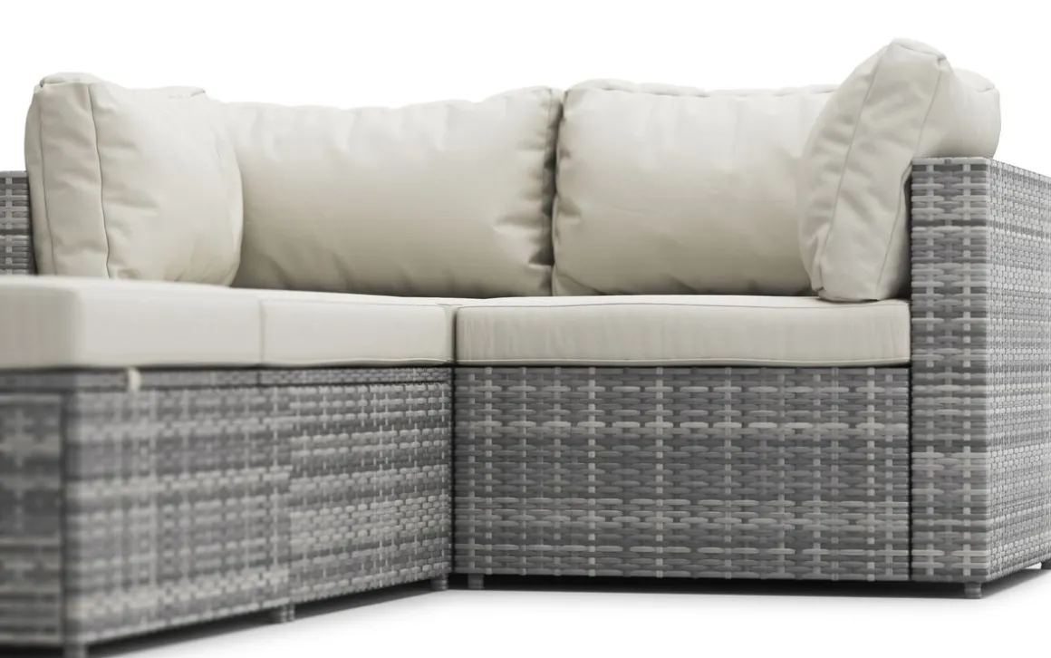 Rattanlounge CHARLIE grau/weiss