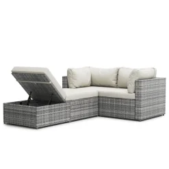Rattanlounge CHARLIE grau/weiss