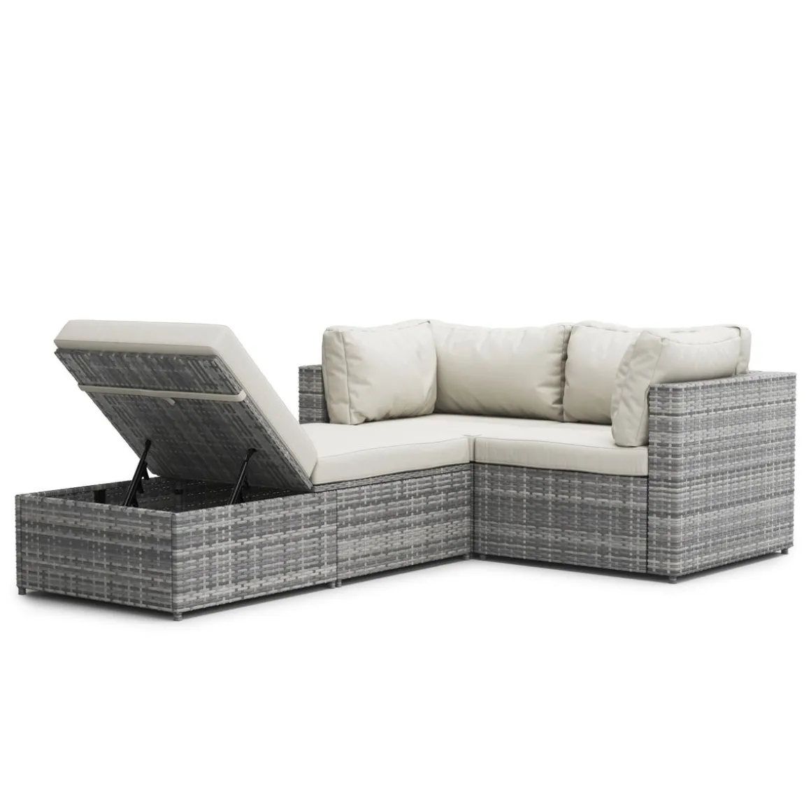 Rattanlounge CHARLIE grau/weiss