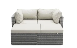 Rattanlounge CHARLIE grau/weiss