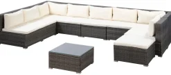 Rattanlounge COLOMBO grau/weiss