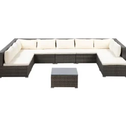 Rattanlounge COLOMBO grau/weiss