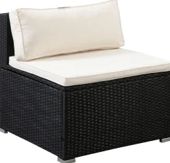 Rattanlounge COLOMBO schwarz/weiss