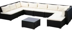 Rattanlounge COLOMBO schwarz/weiss
