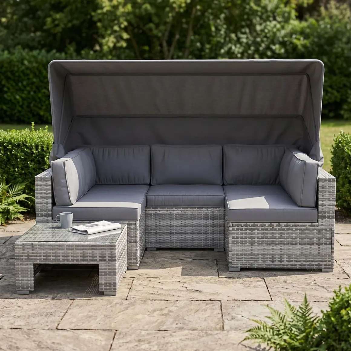 Rattanlounge COMO grau/anthrazit