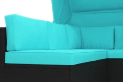 Rattanlounge COMO schwarz/türkis