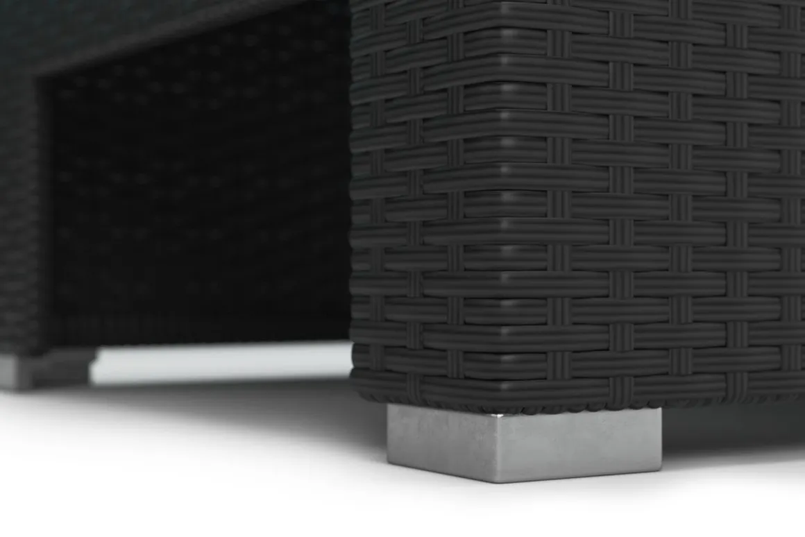 Rattanlounge COMO schwarz/türkis