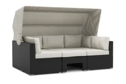 Rattanlounge COMO schwarz/weiss