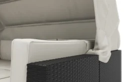 Rattanlounge COMO schwarz/weiss