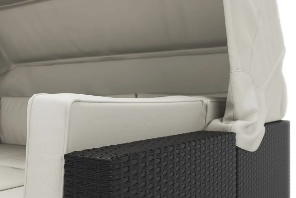 Rattanlounge COMO schwarz/weiss