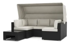 Rattanlounge COMO schwarz/weiss