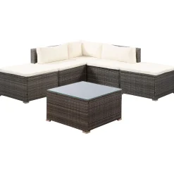 Rattanlounge FARO grau/beige