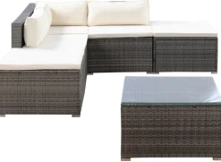 Rattanlounge FARO grau/beige