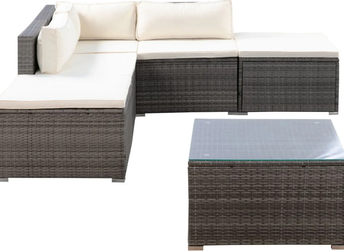 Rattanlounge FARO grau/beige