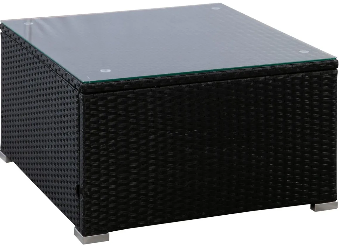 Rattanlounge FARO schwarz/beige