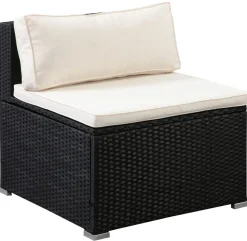 Rattanlounge FARO schwarz/beige