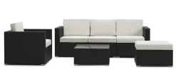 Rattanlounge KAPSTADT schwarz/beige