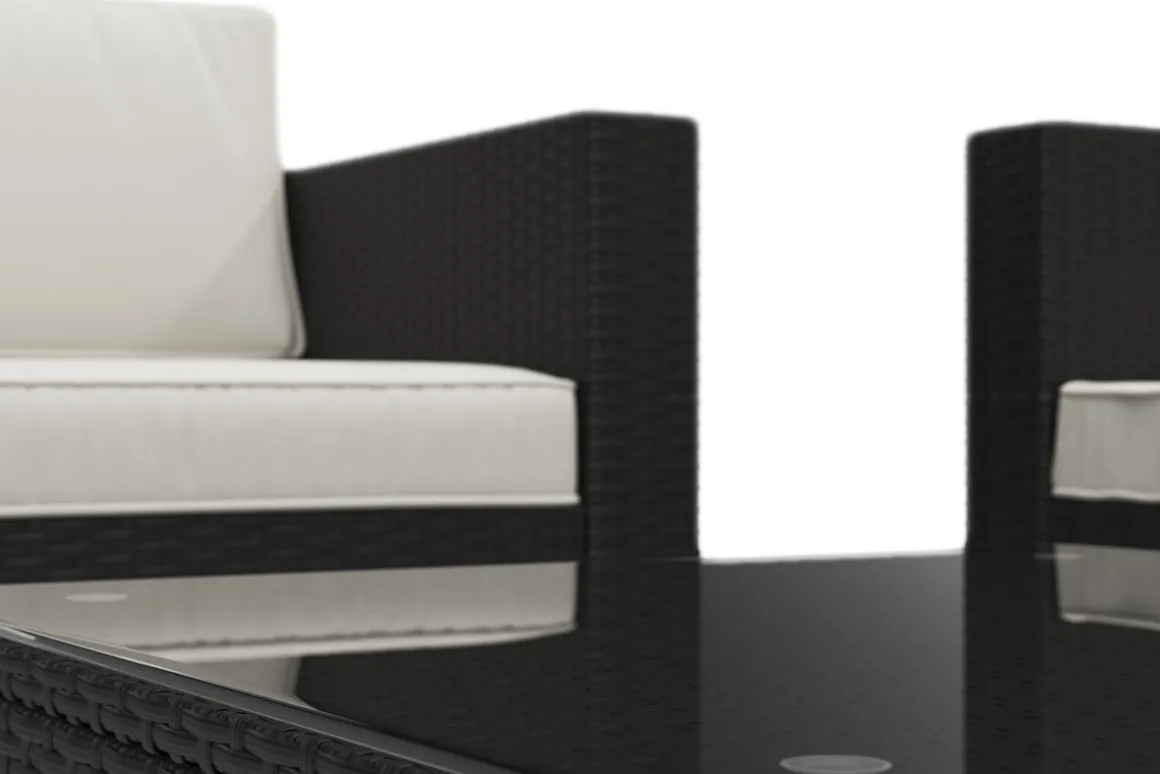 Rattanlounge KAPSTADT schwarz/beige