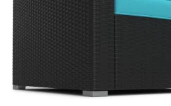 Rattanlounge KAPSTADT schwarz/türkis