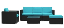 Rattanlounge KAPSTADT schwarz/türkis