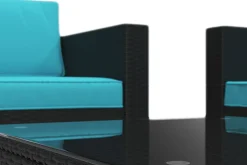 Rattanlounge KAPSTADT schwarz/türkis