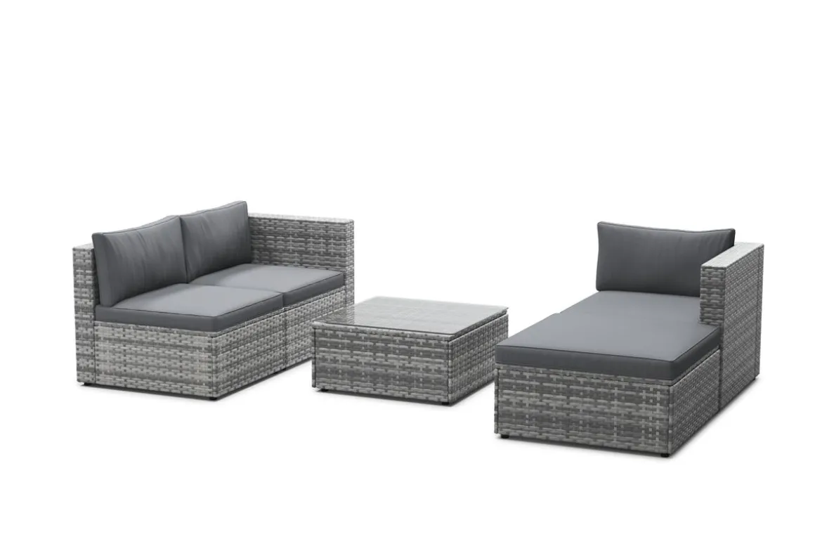 Rattanlounge MALIBU grau/anthrazit