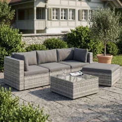 Rattanlounge MALIBU grau/anthrazit
