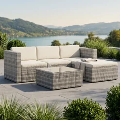 Rattanlounge MALIBU grau/beige