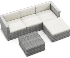 Rattanlounge MALIBU grau/beige
