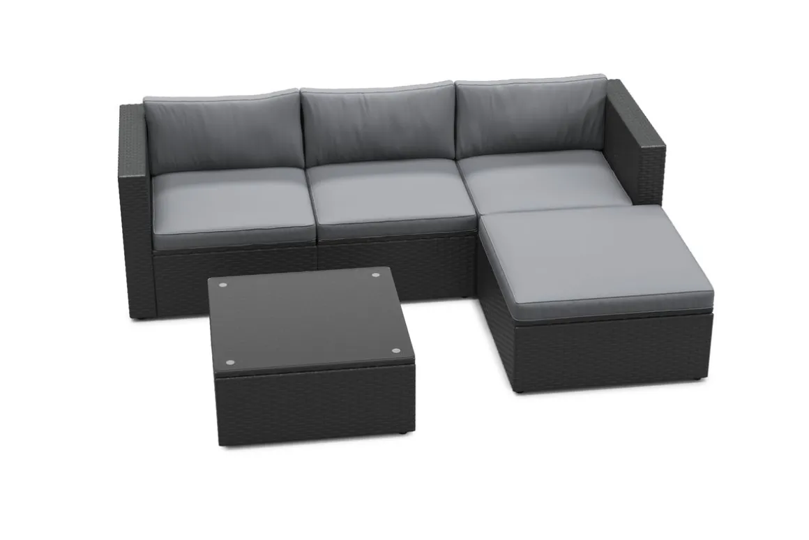Rattanlounge MALIBU schwarz/anthrazit