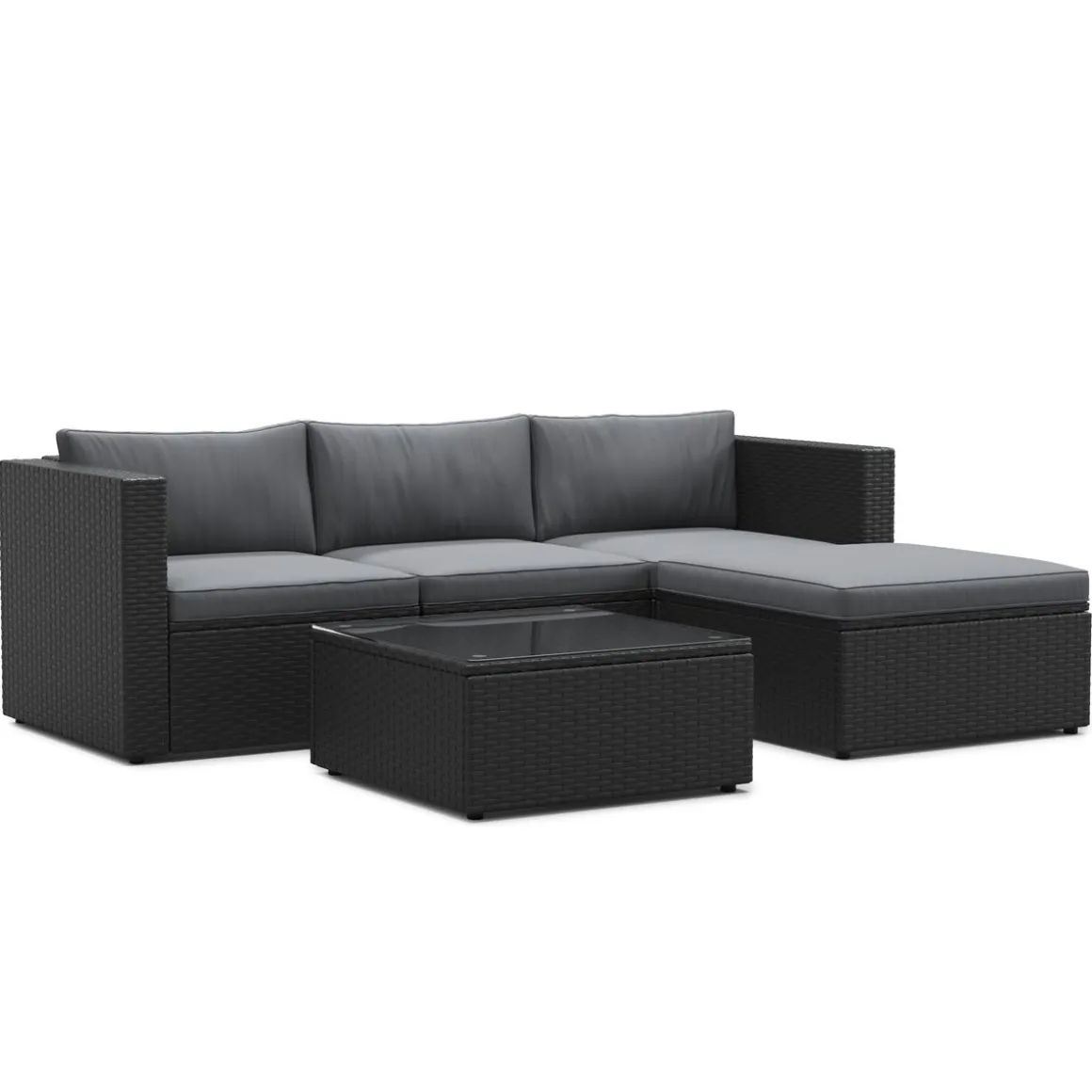 Rattanlounge MALIBU schwarz/anthrazit