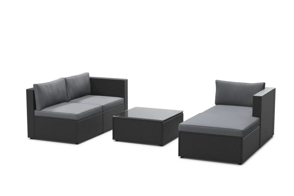 Rattanlounge MALIBU schwarz/anthrazit