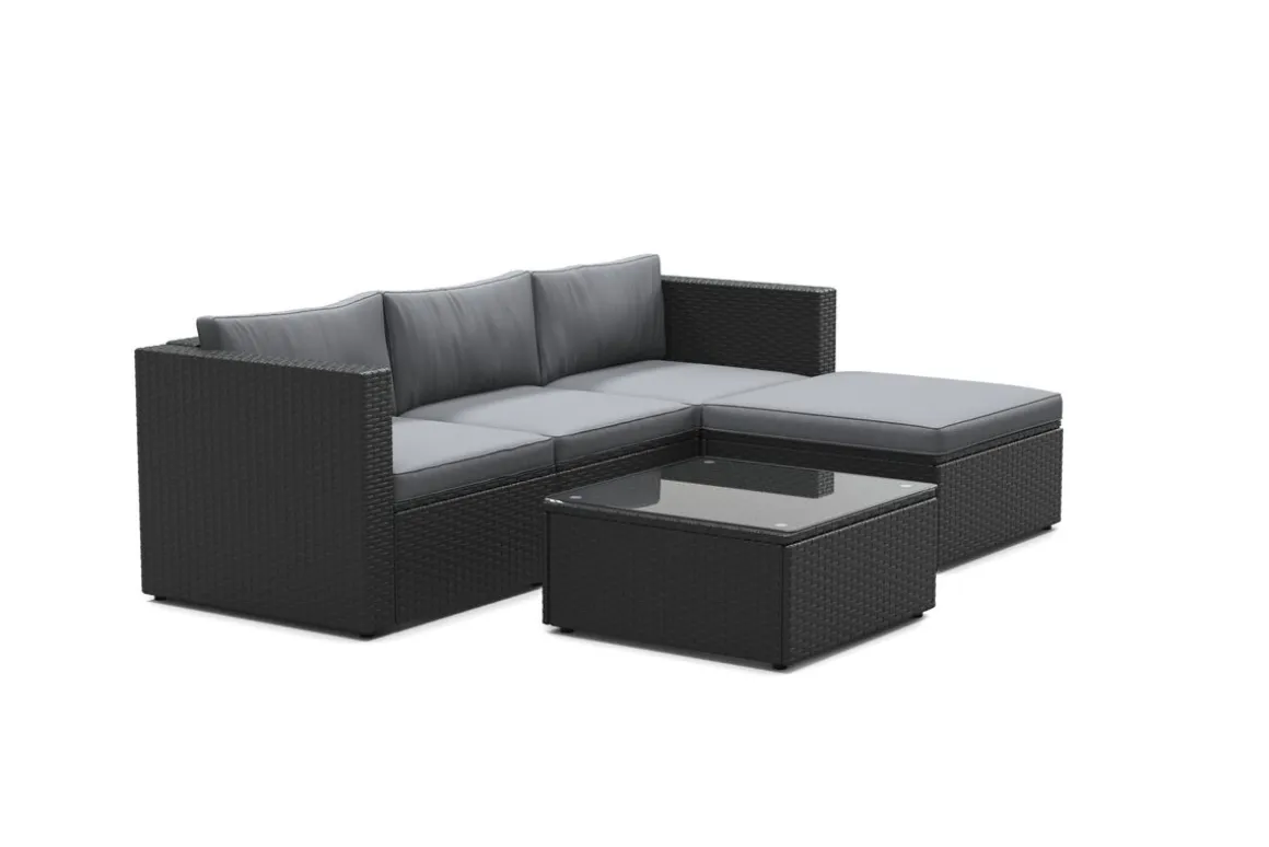 Rattanlounge MALIBU schwarz/anthrazit