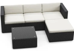 Rattanlounge MALIBU schwarz/beige