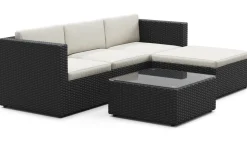 Rattanlounge MALIBU schwarz/beige