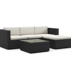 Rattanlounge MALIBU schwarz/beige